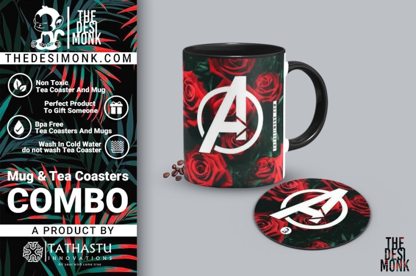 The Desi Monk avengers Logo Coffee Tea Cup With Tea Coaster