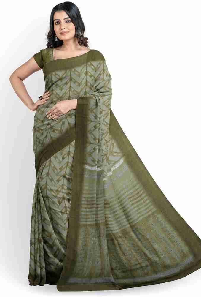 Buy Pothys Self Design Daily Wear Cotton Jute Green Sarees Online