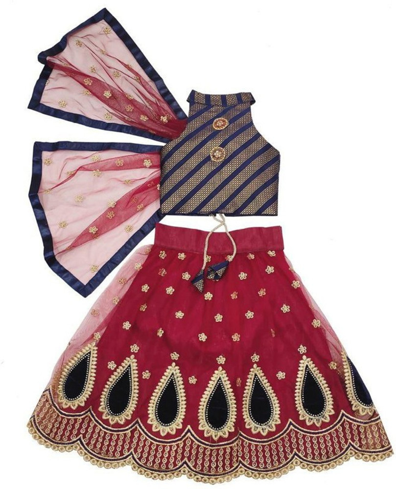 KRITIKA TEX Indi Girls Lehenga Choli Party Wear Embroidered