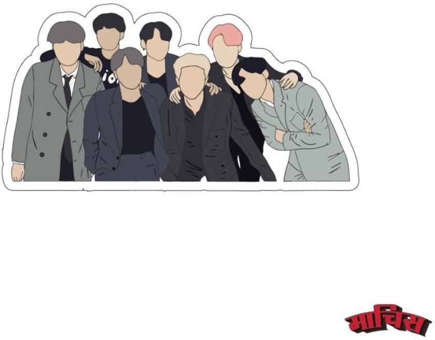 Maachis 3.81 cm BTS sticker for mobile and Laptop Self Adhesive