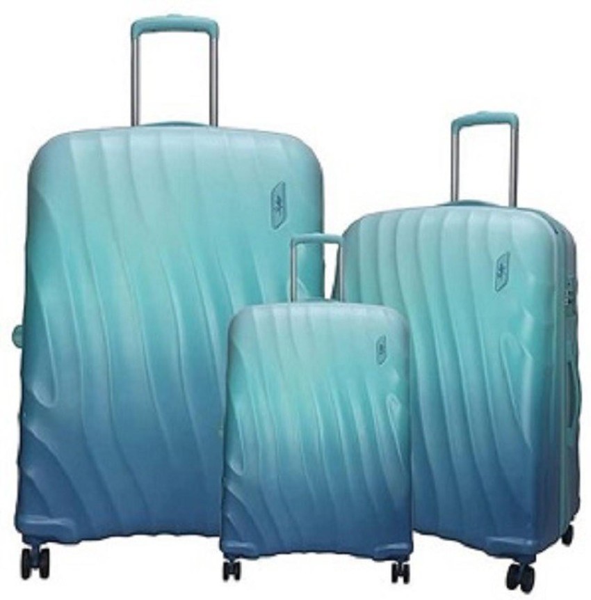 Hazlo 3 Piece ABS+PC Hard Luggage Trolley Bag Set (Small, Medium, Large) -  Blue | Makro
