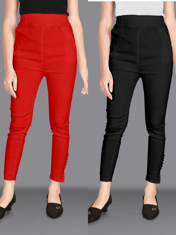 Enaya Slim Fit Girls Red Black Trousers  Buy Enaya Slim Fit Girls Red Black  Trousers Online at Best Prices in India  Flipkartcom