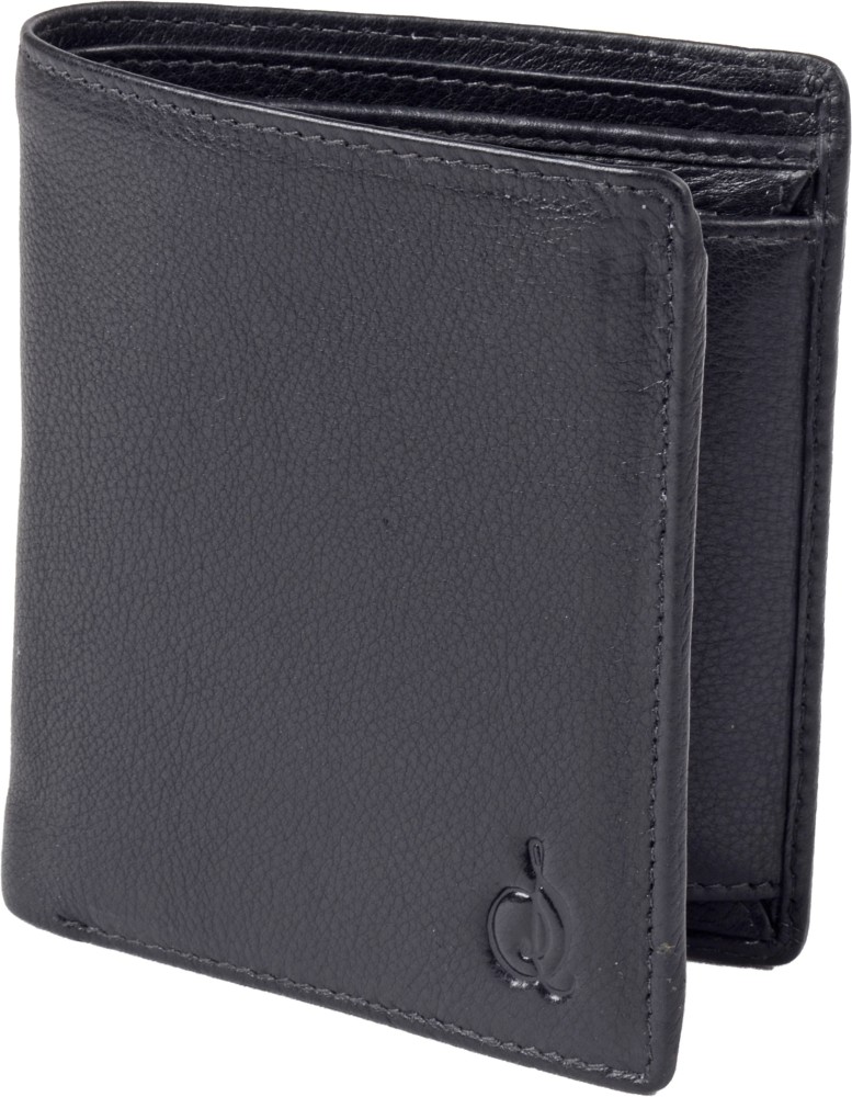 Shubham Men Casual Black Genuine Leather Wallet Black Price in