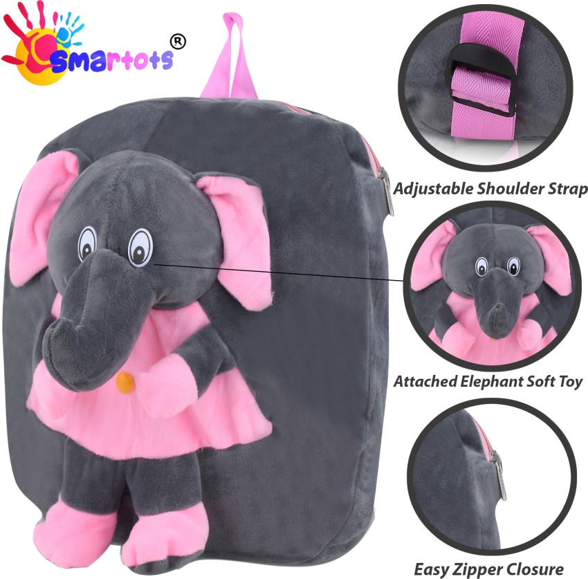 Buy Elephant And Teddy Bag Soft Material School Bag For Kids Plush Backpack  Cartoon Toy  Children's Gifts Boy/Girl/Baby/ Decor For Kids(Age 2 to 6  Year) and Suitable For Nursery,UKG,NKG Student 