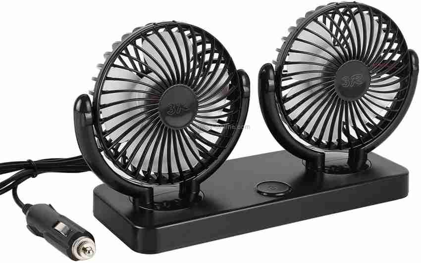Buy 12V Car Cooling Fan With 360°Rotatable Dual Head 2 Adjustable Dashboard  Electric Fan With Detachable Self-adhesive Tape Small Quiet Powerful Auto  Fan For Vehicle Online