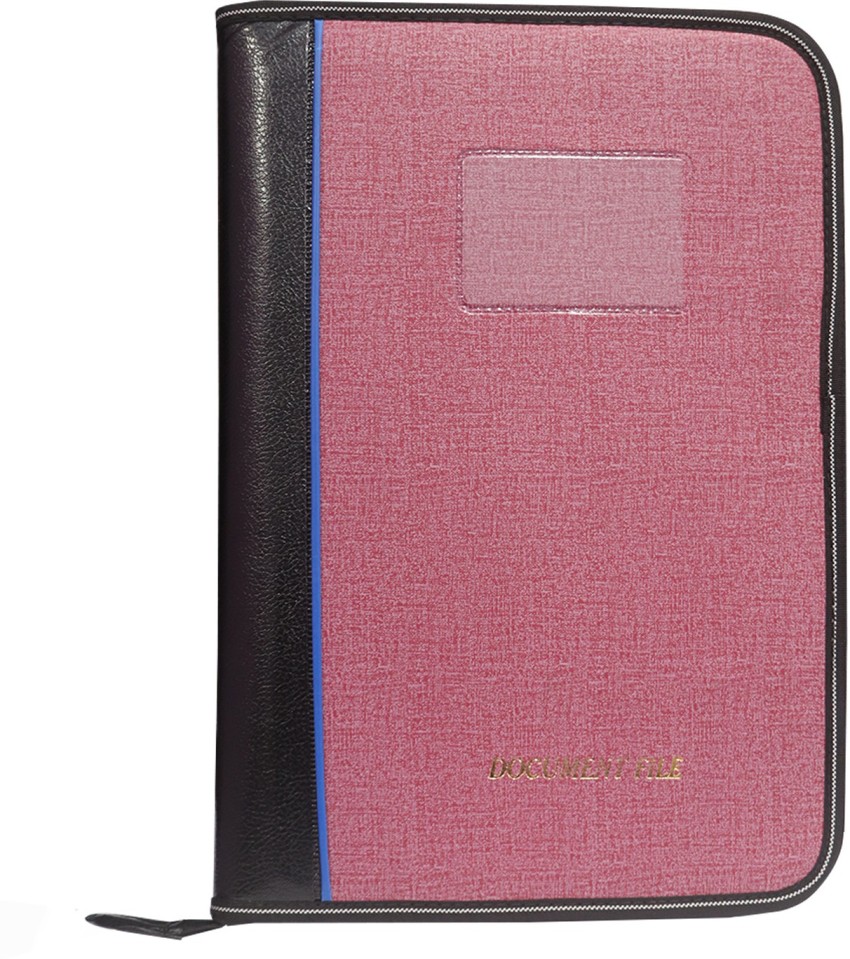 Pink PU Leather A4 File Folder Document Holder Waterproof