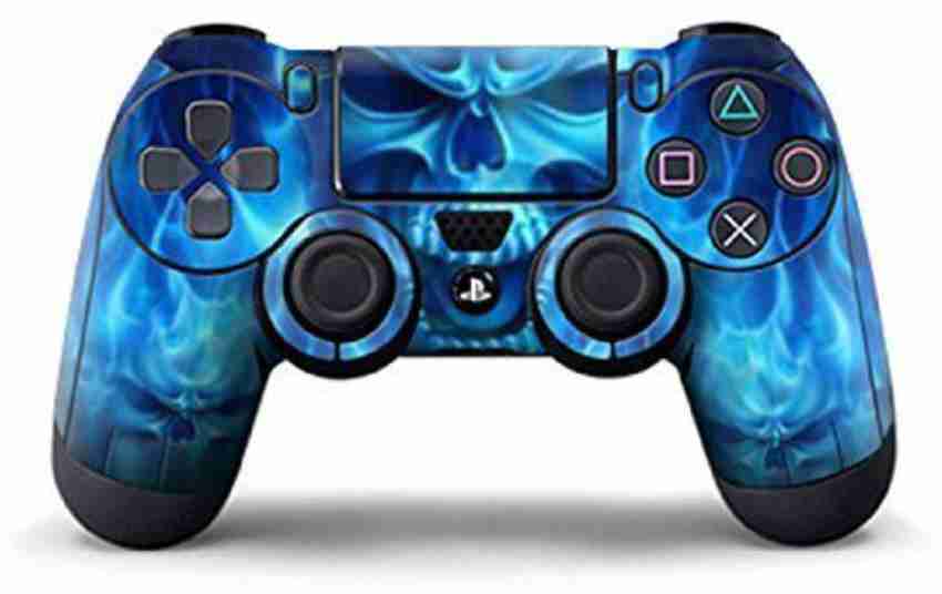 Skinny Blue Fire Skull Controllers Skin Only PS4 Slim Pro Gaming