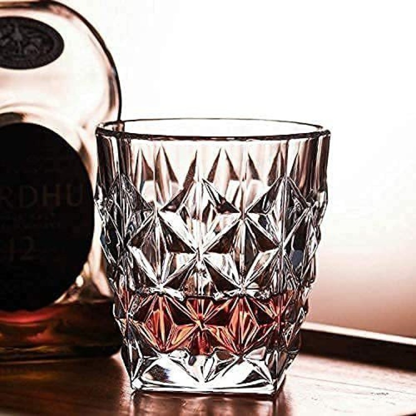 Square Drinking Whiskey Glasses Set of 4, Old Fashioned Glass Cup Bar Set, Stemless Everyday Rocks Whisky Glass Best Present for Men, Scotch