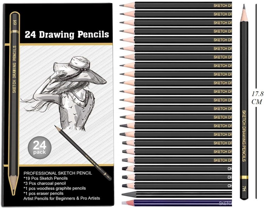 Graphite Drawing Pencils and Sketch Set (14-Piece Kit), 1B - 6H, Ideal for  Drawing Art, Sketching, Shading, Artist Pencils for Beginners & Pro Artists