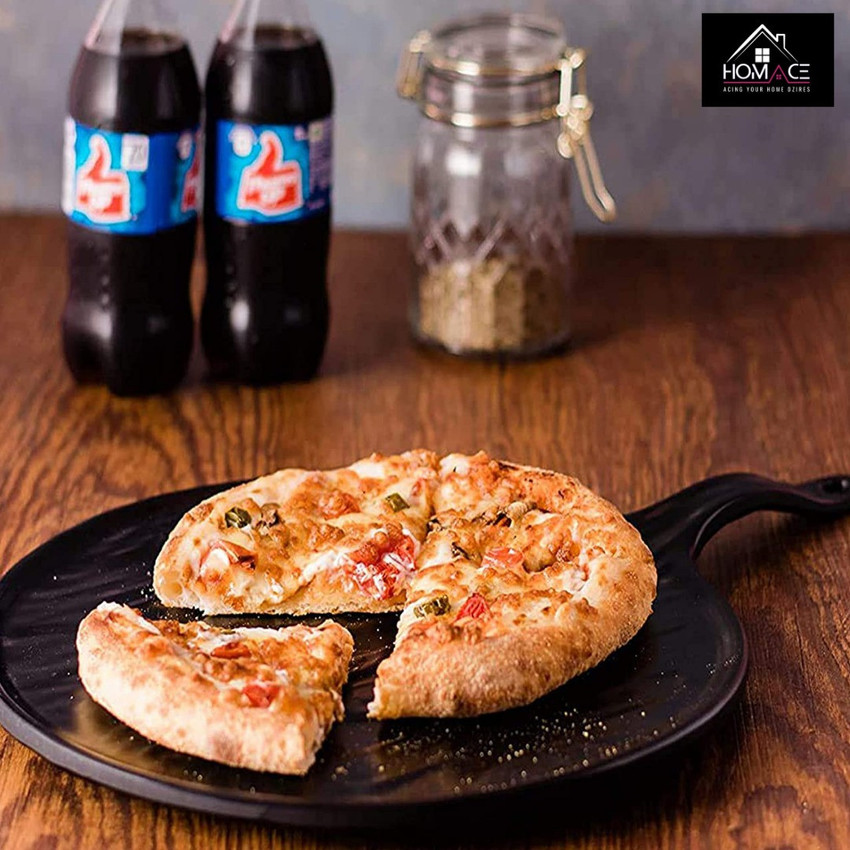 Pizza serving plate top