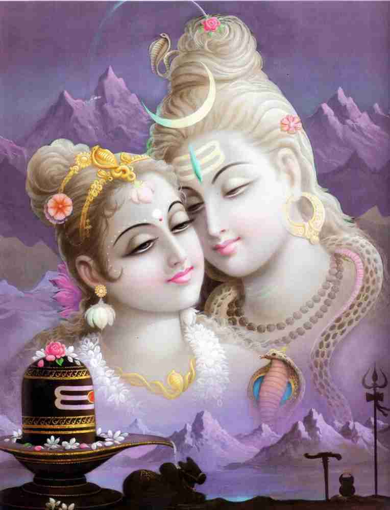 Lord Shiv Parvati Poster Photographic Paper Religious posters in