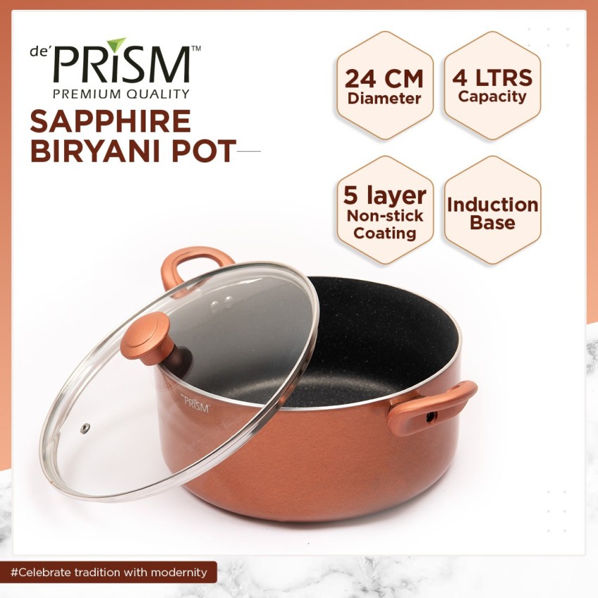 Aluminium Non-Stick Coated 4.5 Litres Stewpan, 24 cm Biryani pot