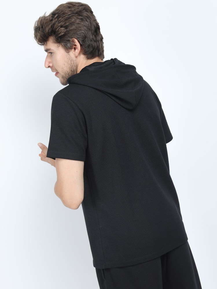 Black discount hooded tshirt