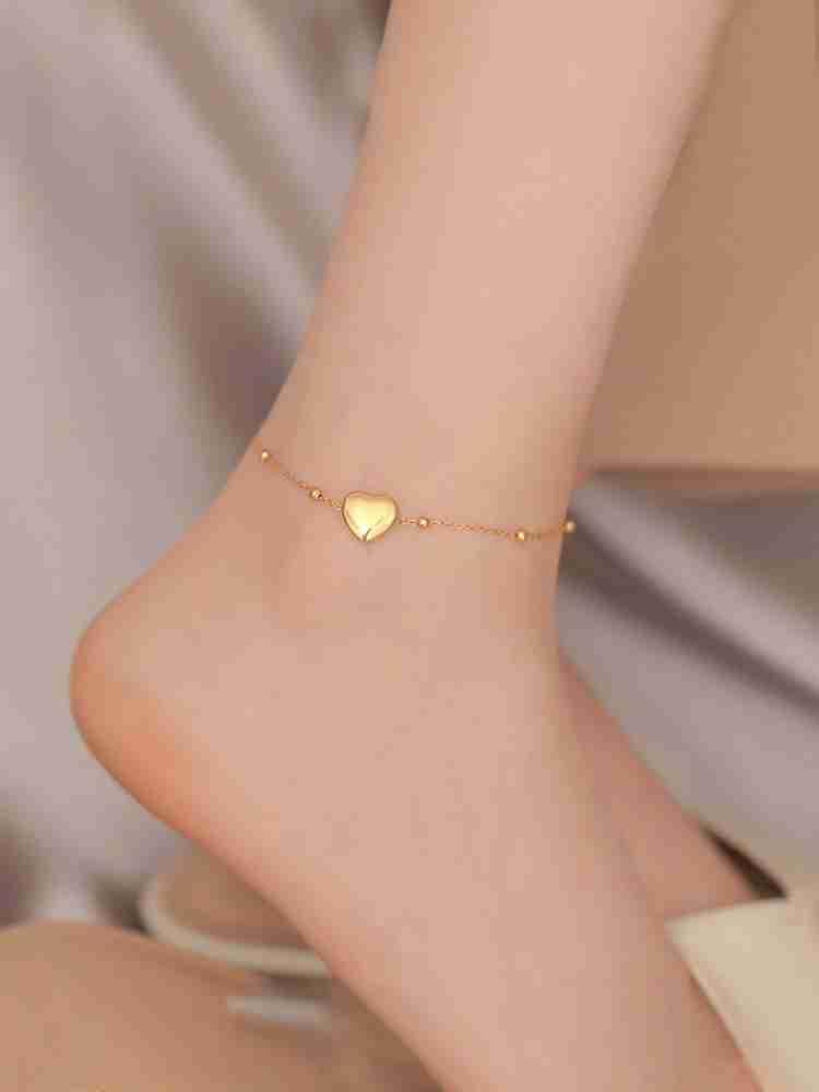 YELLOW CHIMES Gold Plated Heart Shaped Fashion Anklet For Women Girls Stainless Steel Anklet