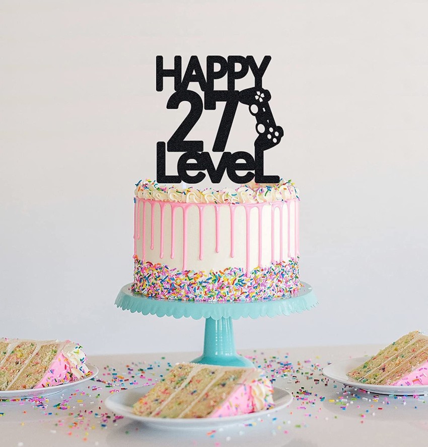 27 Birthday Cake Topper Gold Glitter, 27th Party Decoration Ideas