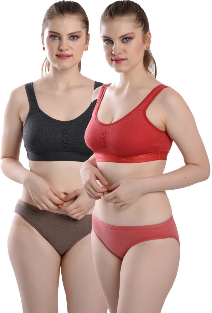 MSIU Women Cotton Non-Padded Sports Running Bra with matching panty pack of  2 Women Sports Non Padded Bra - Buy MSIU Women Cotton Non-Padded Sports  Running Bra with matching panty pack of
