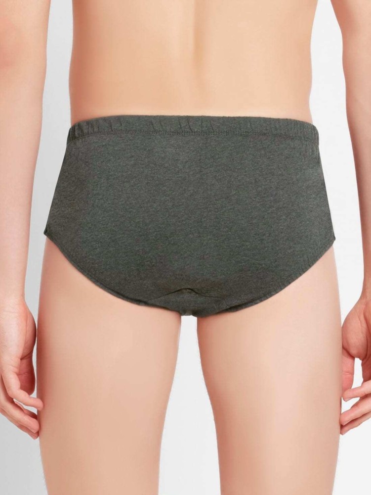 Buy Men's Super Combed Cotton Solid Brief with Ultrasoft Waistband -  Charcoal Melange(Pack of 2) 8037