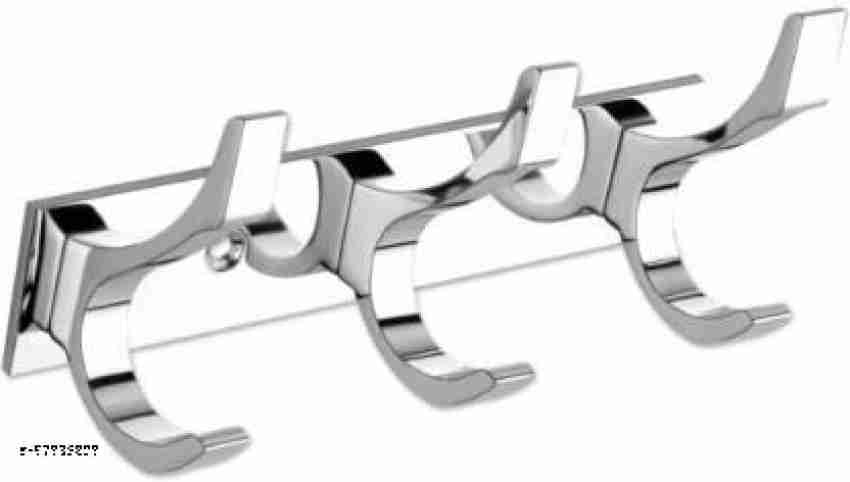 8 Pin-Chrome Plated Double Hook Wall Hanger/Khoonti/ Hook Rail -Pack Of 2
