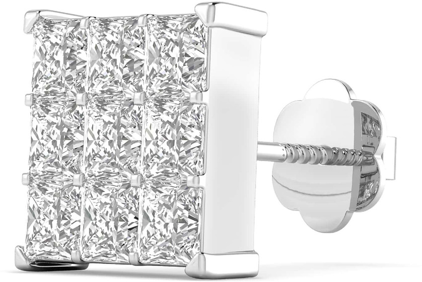 Flipkart Buy ORIONZ 9 Square Matrix Ear Studs for Men Diamond Earrings For Men 18k Gold Plated Cubic Zirconia Silver Stud Earring Online at Best Prices in India