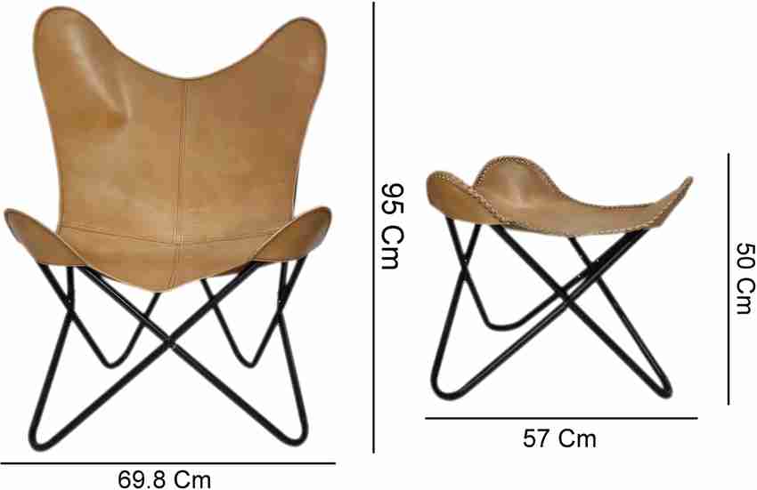 RIDHI SHIDI EXPORTS Genuine Brown Leather Butterfly Chair With