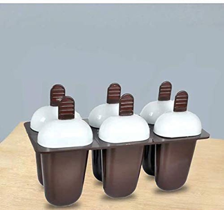 Set of 6 Plastic Reusable Ice Pop Makers, Homemade Popsicle Frozen Ice Cream