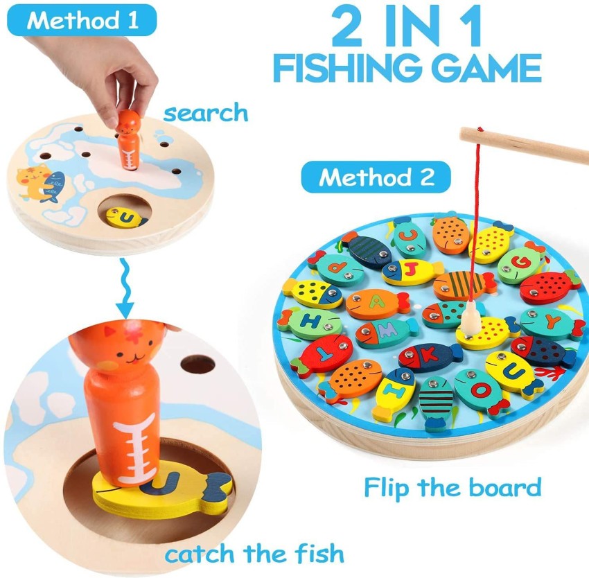 D-FantiX Magnetic Fishing Game Wooden Alphabet India