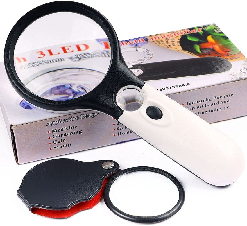  Magnifying Glass 30X, Large Magnifier with Light, LED