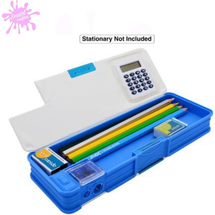 Pack of 2 pencil box for kids cartoon character geometry box with  calculator & sharpener pencil