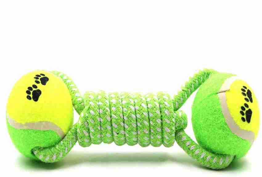 Doudele ball on rope dog toy - rubber ball for dog, fetch and chew