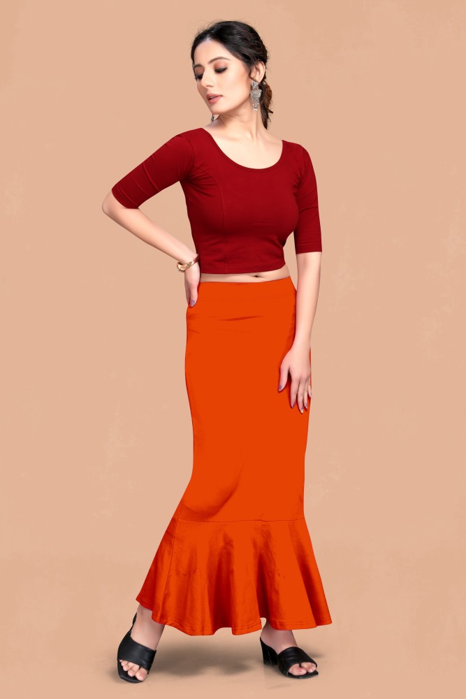Buy Scube Designs Women Orange Cotton Blended Saree Shapewear - XL