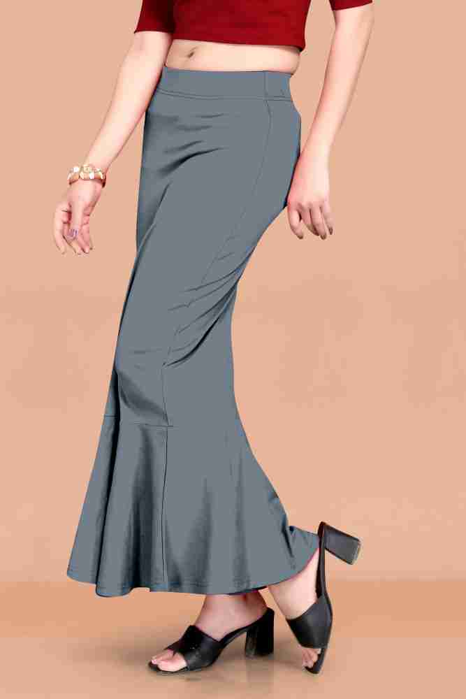 SCUBE DESIGNS Pleated Saree Shapewear Silhoutte Grey (XXL) Lycra