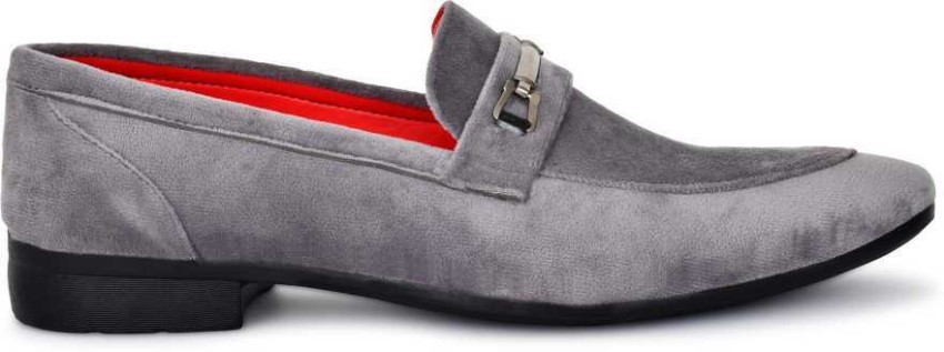 Grey sales velvet loafers