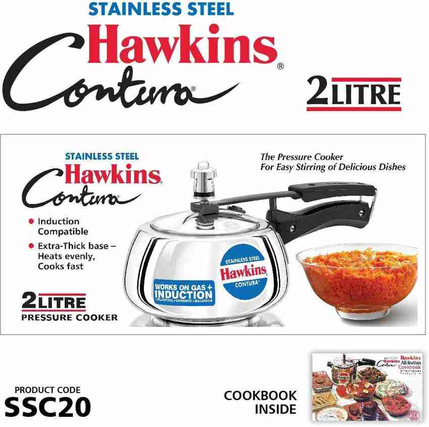 Hawkins Stainless Steel Pressure Cooker 2Litre with Extra 2 safety valve 2 L Inner Lid Induction Bottom Pressure Cooker Price in India Buy Hawkins Stainless Steel Pressure Cooker 2Litre with Extra