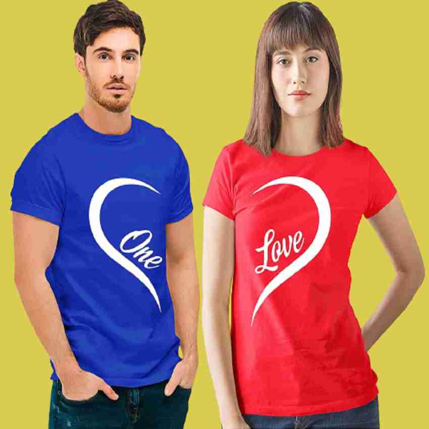 COUPLESTUFF.IN Printed Couple Round Neck Yellow T-Shirt - Buy