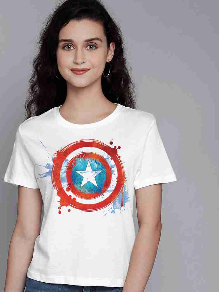 Captain America By Free Authority Superhero Women Round Neck White T Shirt Buy Captain America By Free Authority Superhero Women Round Neck White T Shirt Online at Best Prices in India Flipkart