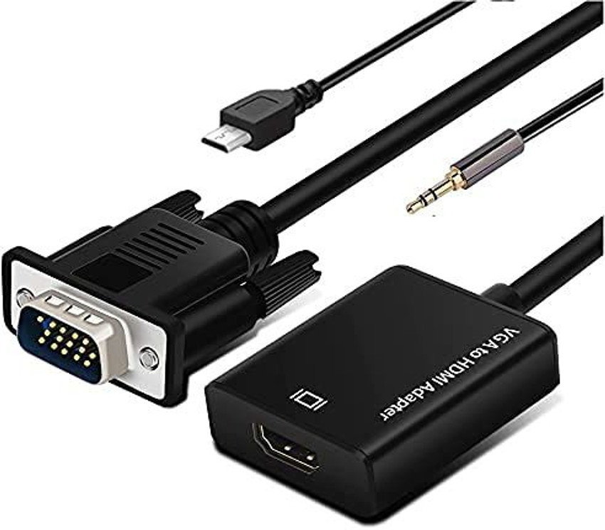 microware TV out Cable VGA to HDTV adapter converter with 3.5mm Audio support VGA male to HDMI female microware Flipkart
