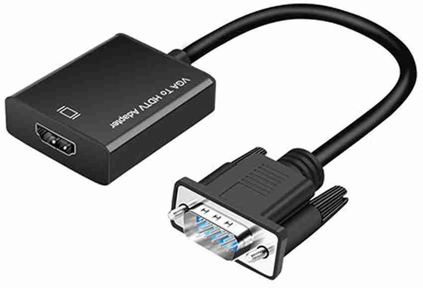 microware TV out Cable VGA to HDMI Converter Adapter with Audio for Connecting VGA Male to HDMI Female