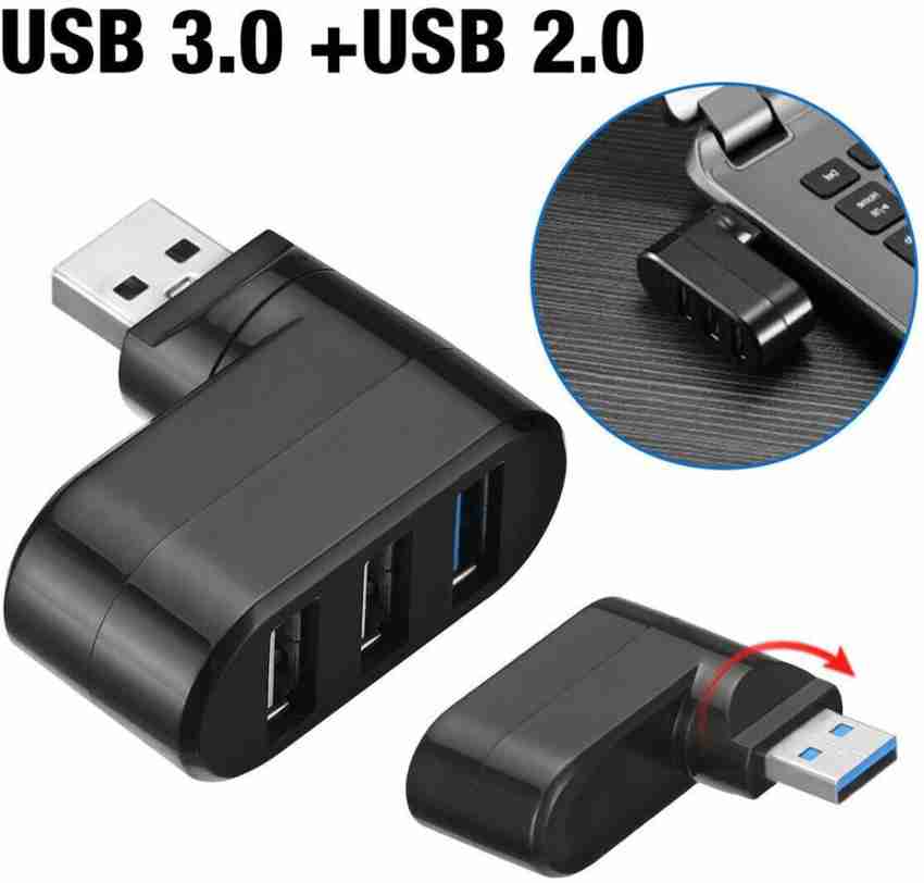 Mini USB 2.0 Hub 4 Port USB Hub,[90°/180° Degree Rotatable] USB