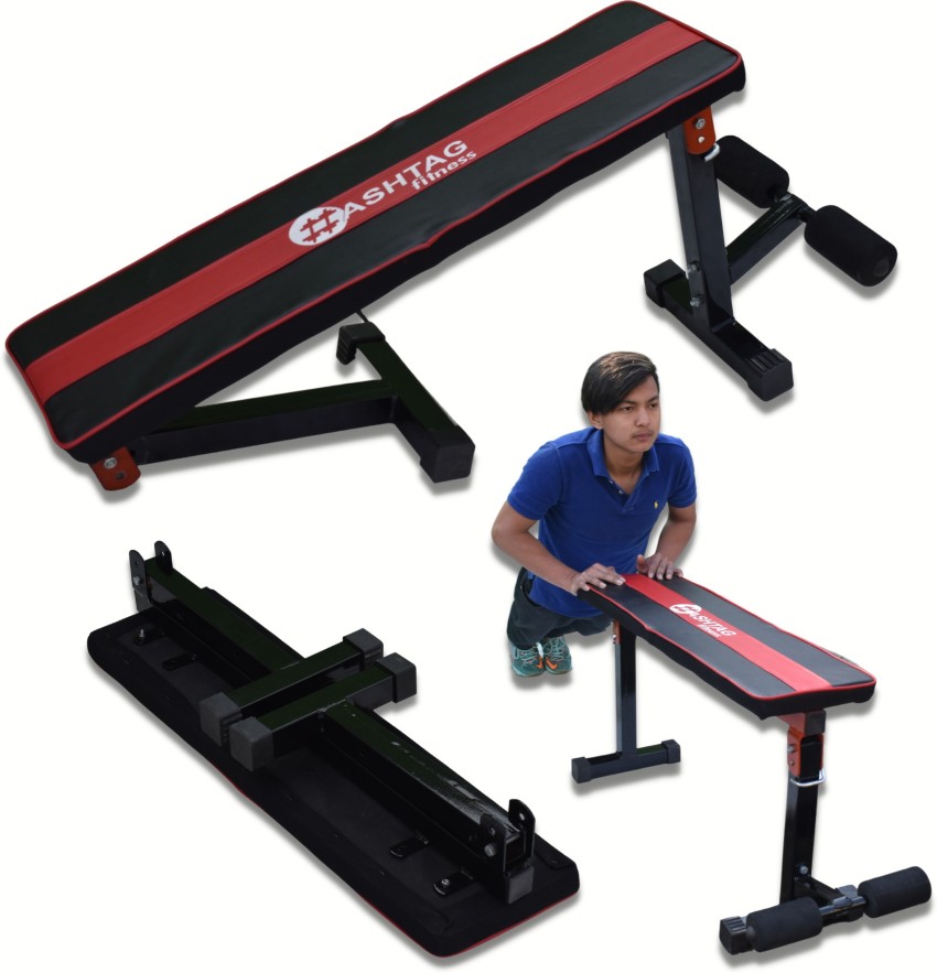 HASHTAG FITNESS gym bench press for home workout foldable flat bench home  gym set Multipurpose Fitness Bench Price in India - Buy HASHTAG FITNESS gym  bench press for home workout foldable flat