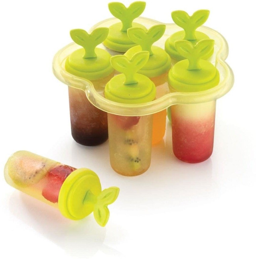 Set of 6 Plastic Reusable Ice Pop Makers, Homemade Popsicle Frozen Ice Cream