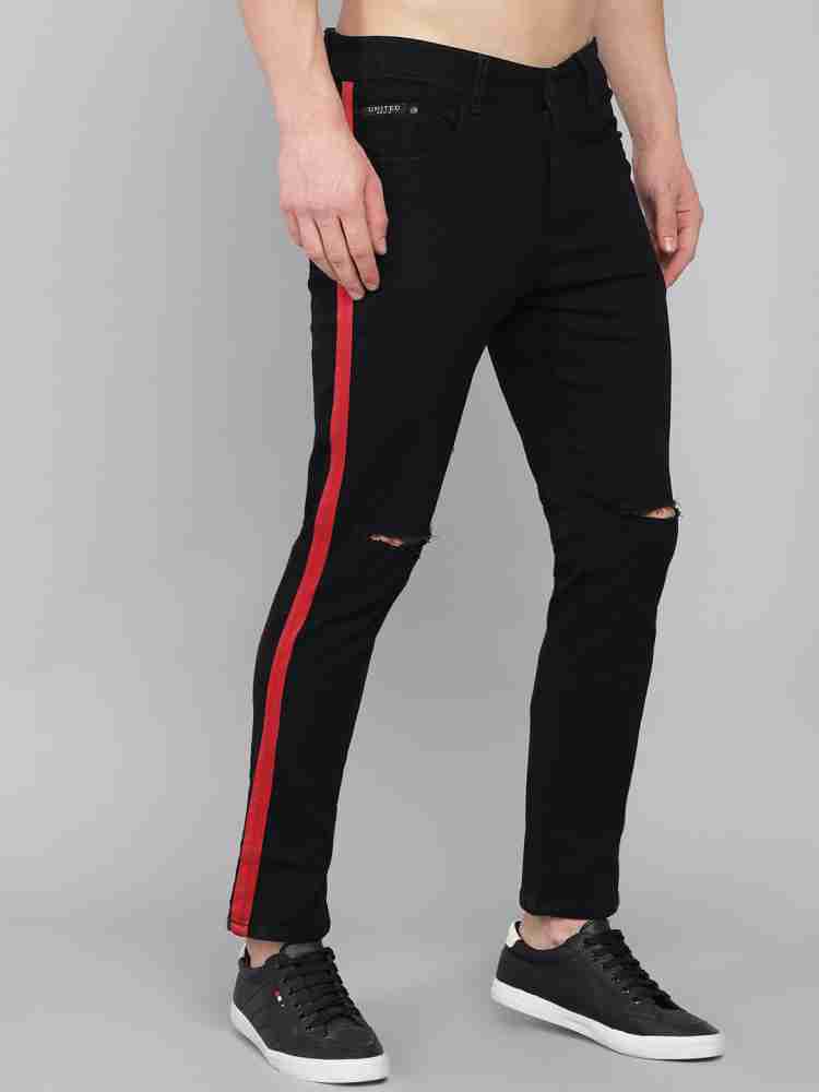 Jean with hot sale red stripe