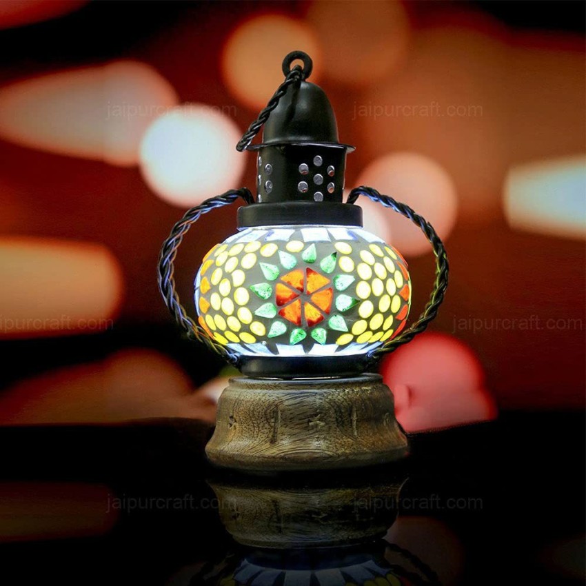 Wooden Lantern Hanging Electric Lamp Light for Table Diwali