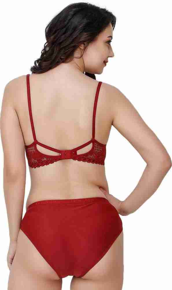 Buy KARMUN Maroon Lace and Black Lace Net Non Padded T-Shirt Bra