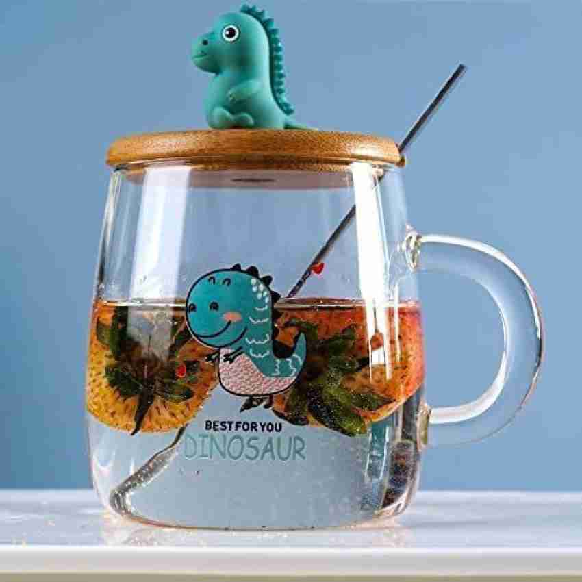 1pc 450ml Handle Design Dinosaur Thermal Cup For Kids, Baby