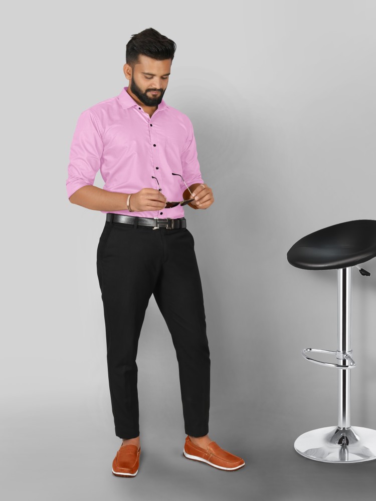 Pink shirt store black pant formal