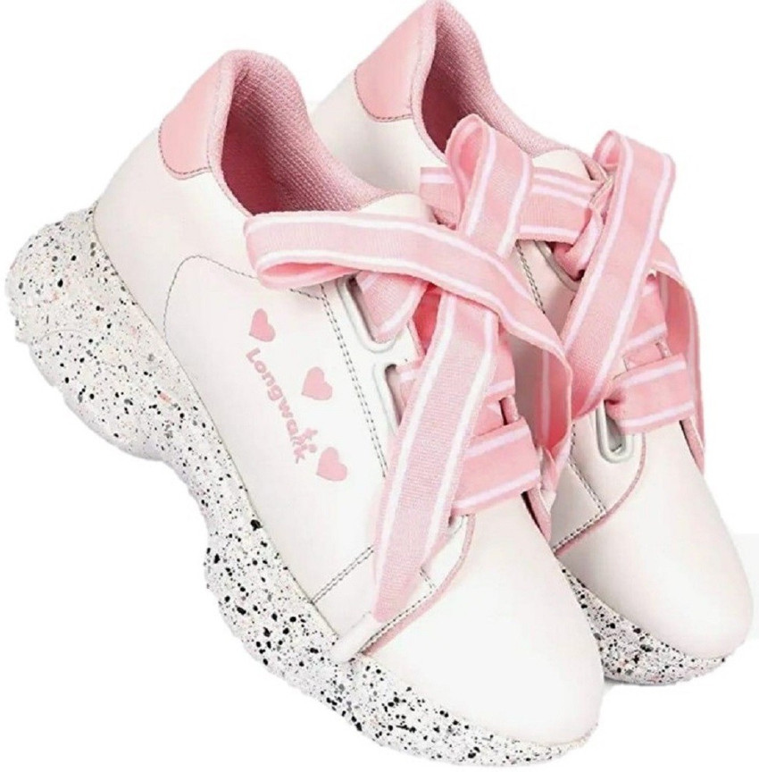 DE MODA Pink Shoelaces 1 Pair Ribbon Shoe Laces for Shoes Boots