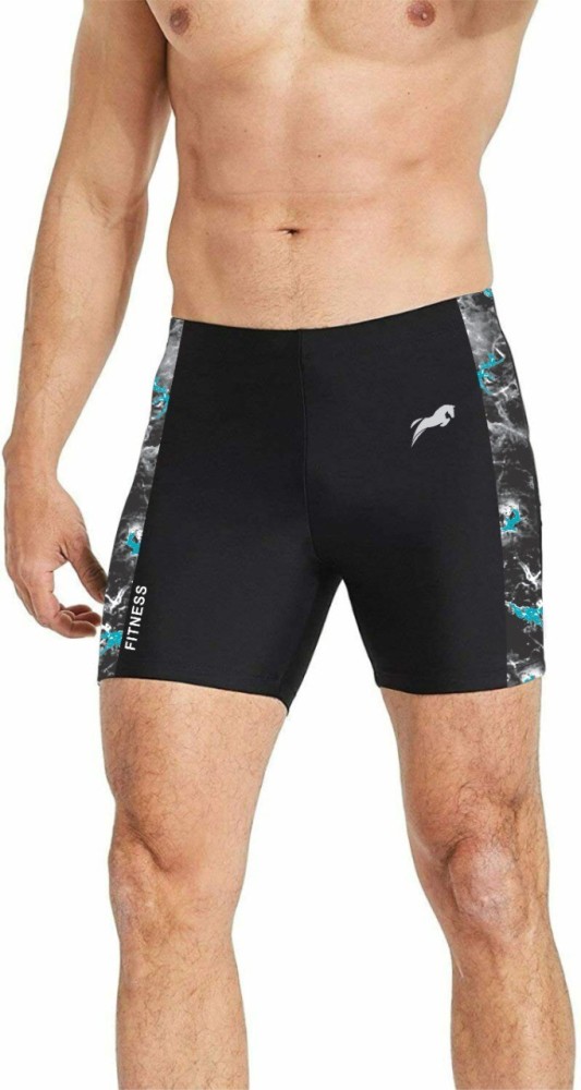 Just Rider Printed Men Reversible Black Swim Shorts