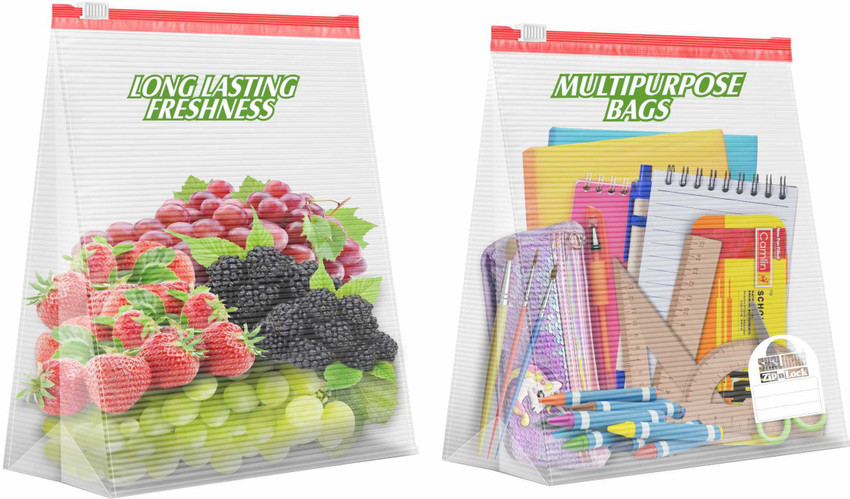 SHALIMAR Zip N Lock Reusable Slider Zip Lock Bag Combo Pack of 3 45 Bags Plastic Storage Pouch Price in India Buy SHALIMAR Zip N Lock