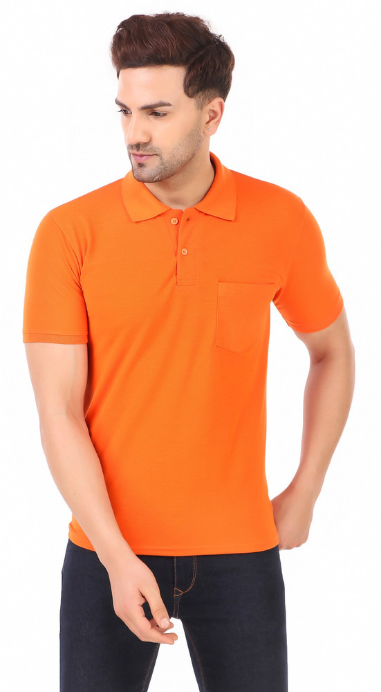 Orange t shirt with collar hot sale