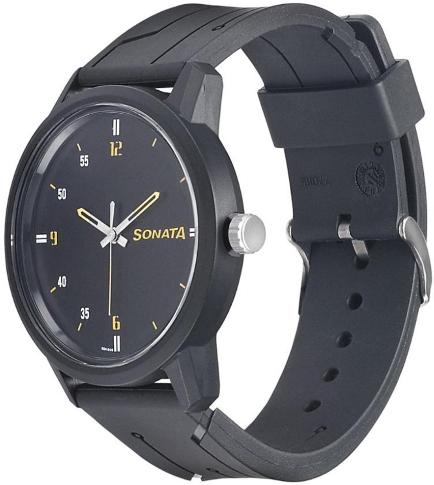 Sonata black belt cheap watch